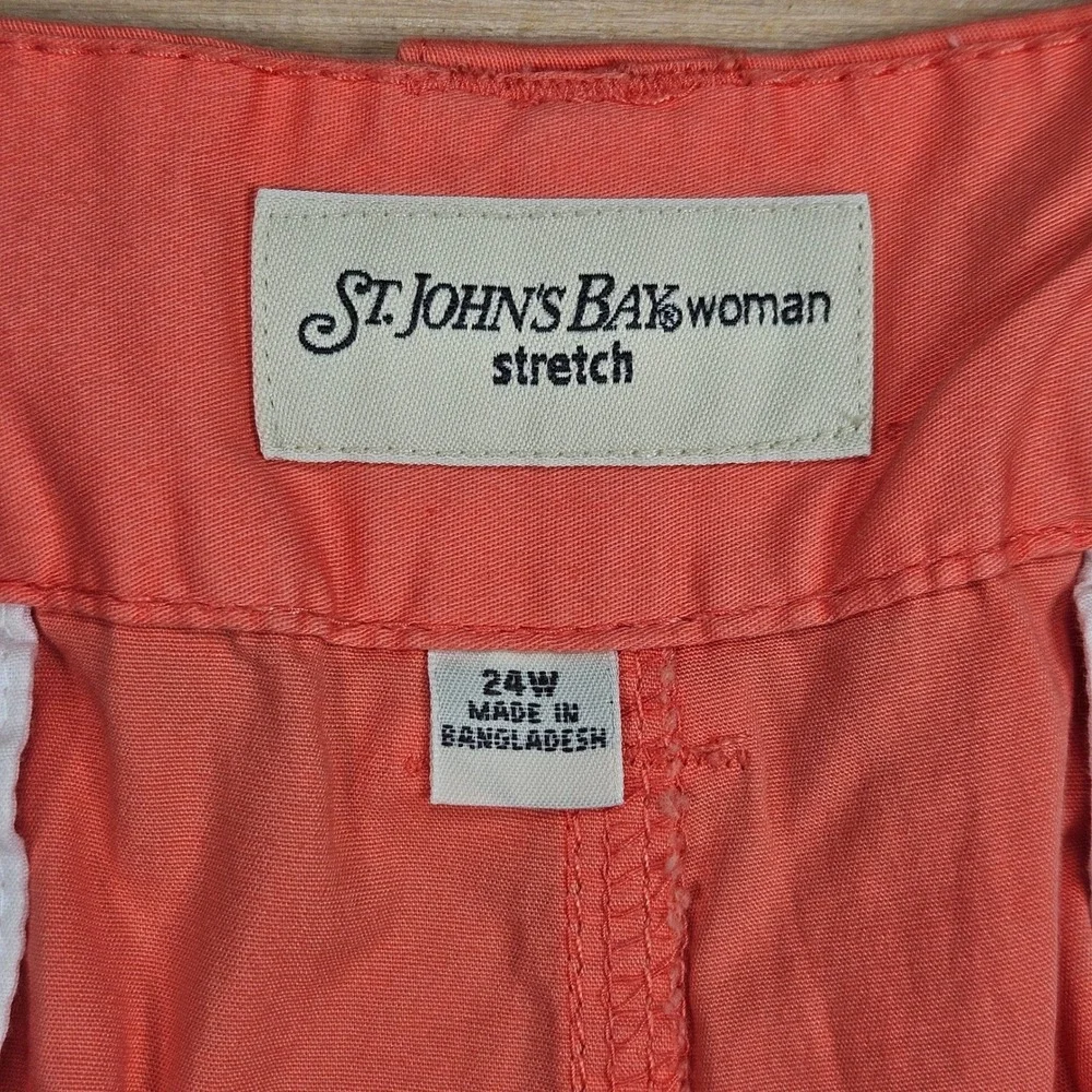 St Johns Bay‎ Cargo Shorts Women 24W Stretch Coral Stretch Pockets NEW